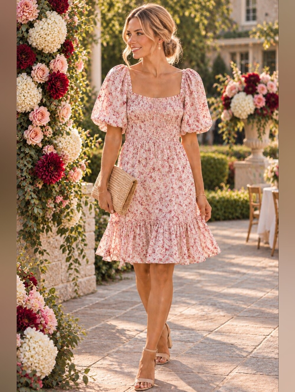 NWT Anthropologie Smocked Floral Dress